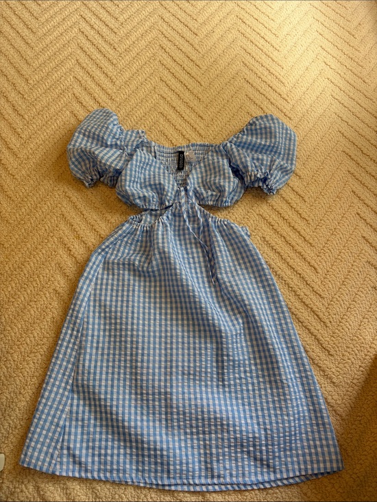 H&M Dresses & Skirts - Women’s Blue Gingham Puff-Sleeve Dress